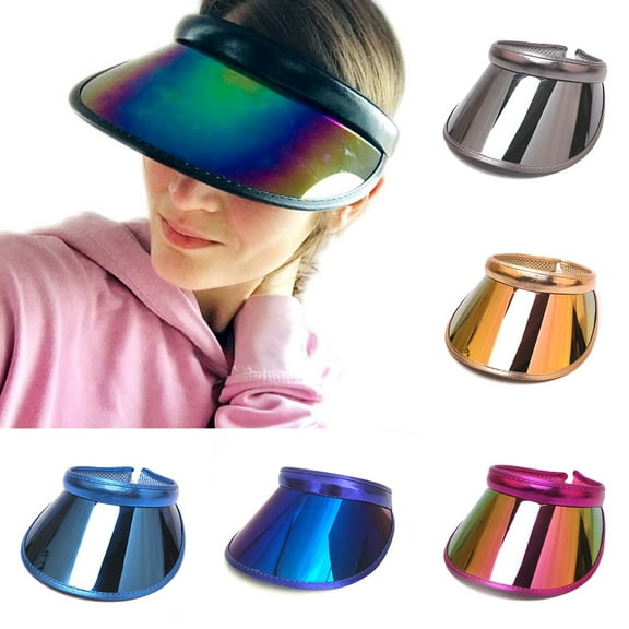 Visland Summer Iridescent Mirrored Outdoor Travel Beach Anti-UV Sun Visor Hat,Unisex