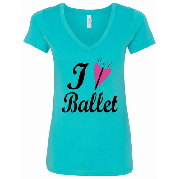 Inktastic I Heart Ballet Dance Ballerina Women's V-Neck T-Shirt