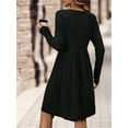 thumbnail image 5 of Women'S Casual Sweater Dress Crew Neck Knit Long Sleeve Dress A-Line Knee Length Fall Winter Dress Black S, 5 of 6