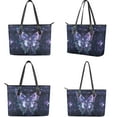 thumbnail image 3 of LedBack Butterfly Print Handbag and Wallet Set for Women Leather Purses Top Handle Handbags with Matching Purse 2 Pcs Womens Wallet and Purse Set, Purple, 3 of 4