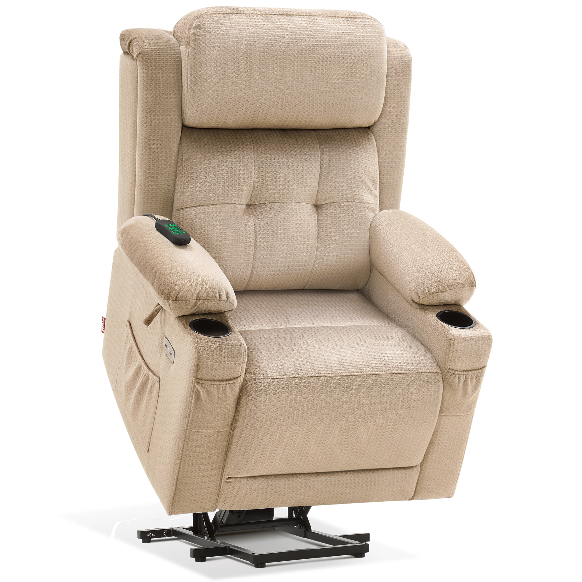 MCombo Lay Flat Triple Motor Power Lift Recliner for Big and Tall, Adjustable Headrest, Fabric(Beige)