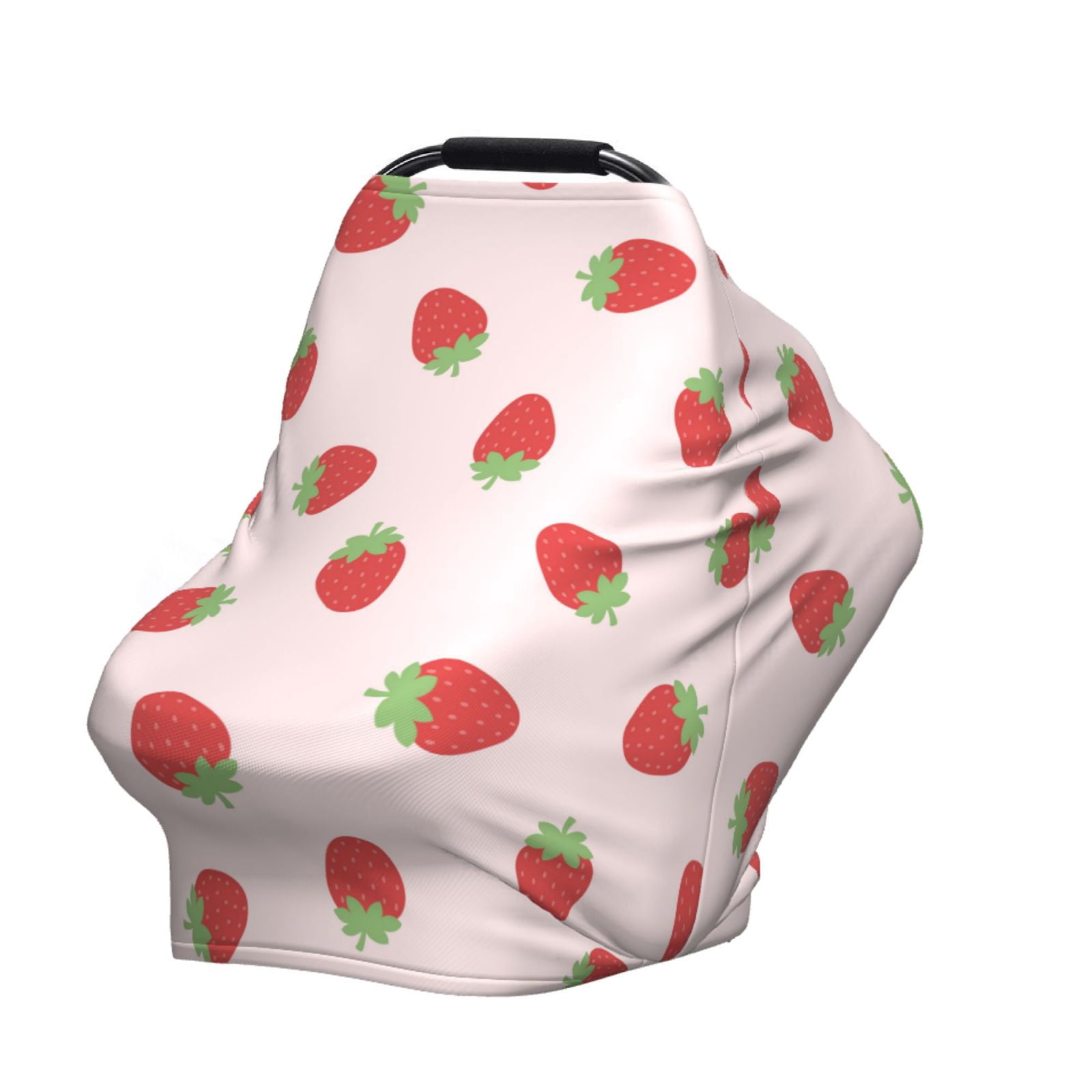 Fotbe Strawberry Pattern Car Seat Covers for Babies, Nursing Breastfeeding Cover Infant Carseat Canopy, Soft Stretchy Carrier Cover
