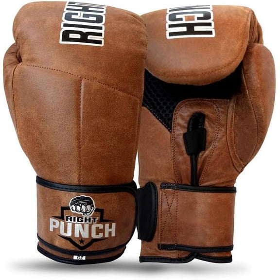 Right Punch Premium Cowhide Leather Boxing Gloves - Professional Training & Sparring Gloves for Men & Women