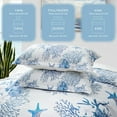 thumbnail image 2 of Coastal Bedding Queen Size Coastal Quilt with 2 Shams, Nautical Beach Comforter Sets Ocean Bedspreads Blue Starfish Coverlet Summer Bedding, 90''x96'', 2 of 12