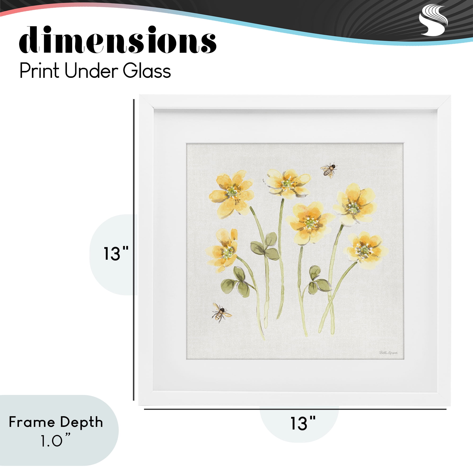 Stupell Industries Sweet Honey Wildflowers White Framed Print Under Glass, design by Beth Grove