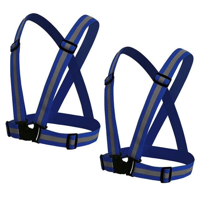 TOPTIE 2Pack Reflective Running Vest Lightweight High Visibility Adjustable Safety Vest for Running, Jogging-Blue