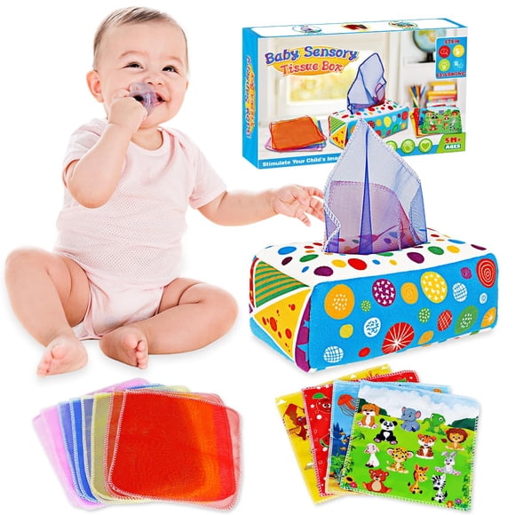 Caja de pañuelos Aiduy Montessori para bebés, de 6 a 12 meses, con arrugas
