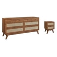 thumbnail image 1 of Pemberly Row Ensemble de 2 Tables de Nuit à 2 Tiroirs et Commode de Chambre à 8 Tiroirs en Noyer, 1 of 13