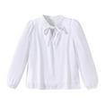 thumbnail image 4 of Linfrsh Girls Shirts Girls Long Sleeve Shirts Kids Crewneck Soft Tunic Tops Basic Casual T-Shirts White,13-14 Years, 4 of 7