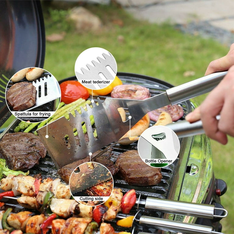 14PCS Heavy Duty BBQ Grill Tools Set with Stainless Steel Spatula, Fork,  Complete Barbecue Accessories Kit Perfect for Grill 