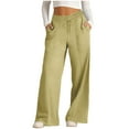 thumbnail image 3 of SROBPTY Womens Pants Plus Size, Summer Pants for Women, Women Fashion Trousers Casual Straight Solid Color Loose Casual Wide Leg Pants Khaki L, 3 of 5