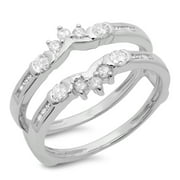 050 carat ctw 14k gold round diamond ladies anniversary wedding enhancer guard double ring - Wedding Ring Wrap 050 carat ctw 14k gold round diamond ladies anniversary wedding enhancer guard double ring - Wedding Ring Wrap