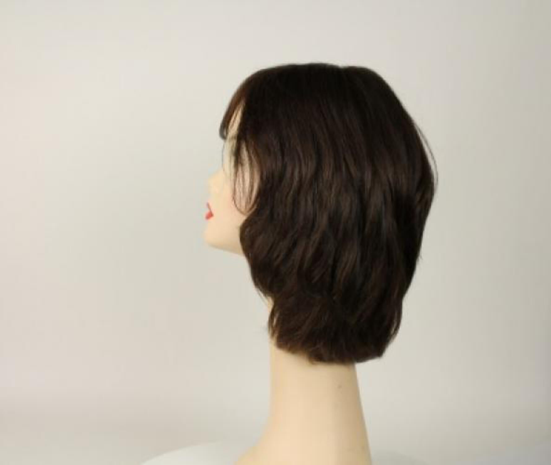 European Human Hair Freeda Wig Regina Brown Multi-Directional Skin Top Size L