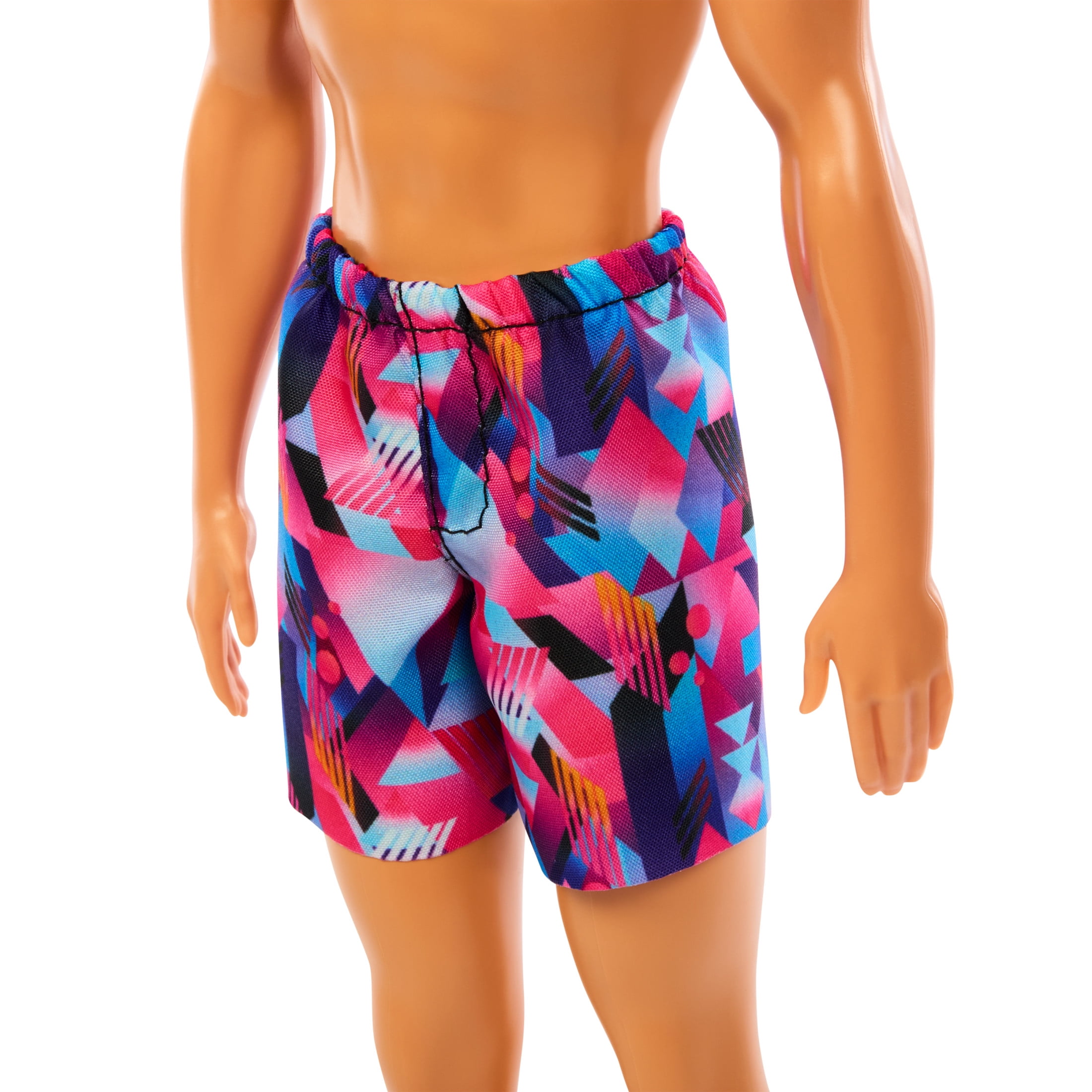 Barbie Beach Day Ken Doll with Blond Hair Wearing Purple Patterned Summer Swimsuit  (图4)