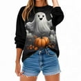 thumbnail image 5 of Yteetum Oversize Sweatshirts for Women Halloween Cute Ghost Graphic Print Crewneck Pullover Fleece Sweatshirts Tops Womens Casual Ghost Print Round Neck Loose Sport Long Sleeve Hoodless Sweatshirts, 5 of 9