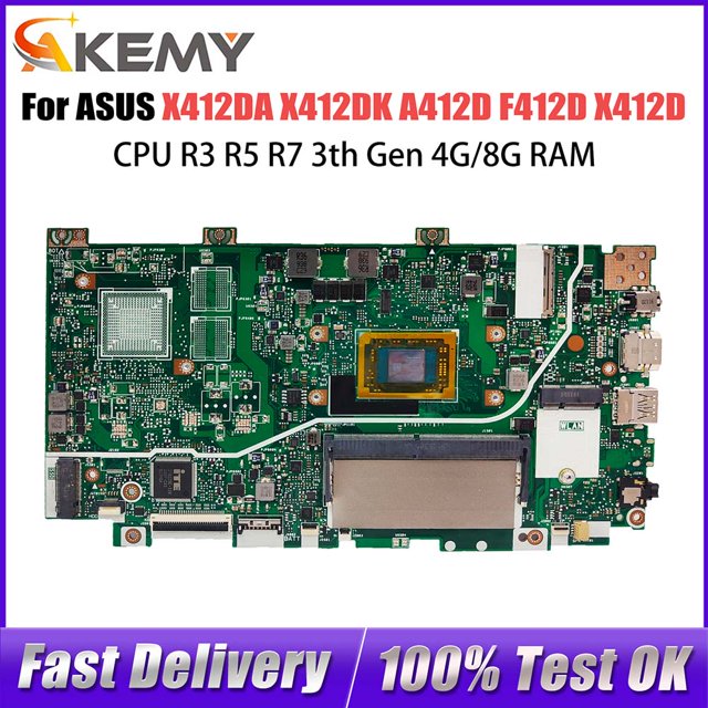 Computer Mainboard For ASUS X412DK X412D X412DA A412D F412D Laptop Motherboard CPU R3 R5 R7 UMA 4G 8G-RAM 100% Test OK UMA R5-3500U 4GB