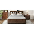 thumbnail image 3 of King Size Wood Platform Bed - Antique Wood w/ Storage Headboard, USB Ports &amp; Drawers. Solid Pine Frame. Bedroom Furniture., 3 of 14