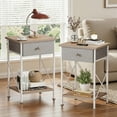 thumbnail image 4 of VECELO 3-Piece Bedroom Set Include Dark Grey Twin Size Bed & 2 Oak Nightstand( 1-Drawer), 4 of 10