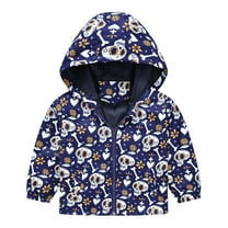 Toddler Boys Rain Jackets Girls Cartoon Prints Casual Light Coat Hooded Jacket Windproof Zipper Outwear Raincoat Windbreakers For Kids,Size 5-6 Years