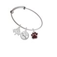 thumbnail image 2 of Delight Jewelry Silvertone Large Maroon Paw Silvertone Let Things Go Tree Charm Bangle Bracelet, 2 of 4