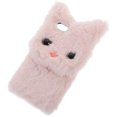 thumbnail image 1 of OULII Fuzzy Phone Case Cat Pattern Design Pink Soft Touch 1Set, 1 of 4