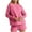 Hot Pink, variant on Women 2 Piece Geometric Textured Outfits Set Long Sleeve Sweatshirt and Shorts Two Piece Lounge Sets Matching Casual Clothing Comfy Suit