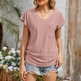 thumbnail image 2 of Blusa de Manga Corta, Color Sólido Casual, Camiseta de Bolsillo con Cuello en V para las Mujeres, 2 of 9