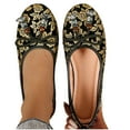 thumbnail image 6 of Family Gifts Women's Ballet Shoes Comfortable Slip on Round Toe Flat Casual Shoes Women's Fashionable Casual Style Bow Flower Print Moccasins Work Flat Shoes Gold 41, 6 of 9
