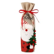 BJYX Christmas Wine Bottle Covers Bag Holiday Santa Claus Champagne Bottle Cover
