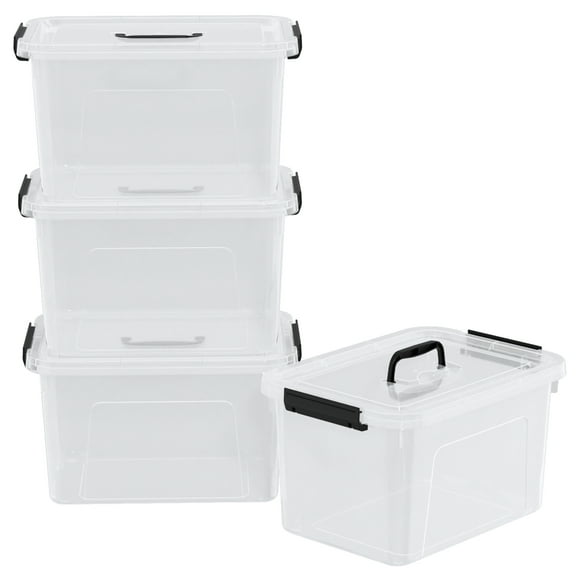 18 Quart Plastic Storage Bins with Lid, 4 Packs Clear Latching Storage Box