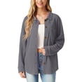 thumbnail image 5 of JWD Women's Blouses Long Sleeve Knitted Shacket Jacket Lightweight Button-Down Shirts Gray M, 5 of 10