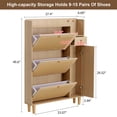 thumbnail image 2 of Minimalist Storage Cabinet, Rattan Shoe Cabinet with Storage Shelves and Drawer, Small Home Furniture for Living Room Corridors, 2 of 8