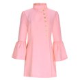 thumbnail image 4 of Zedker Women's Fall 2025 Long Sleeve Bodycon Sweater Dress Button High Neck Winter Formal Mini Dresses, Plus Size PinkS, 4 of 6