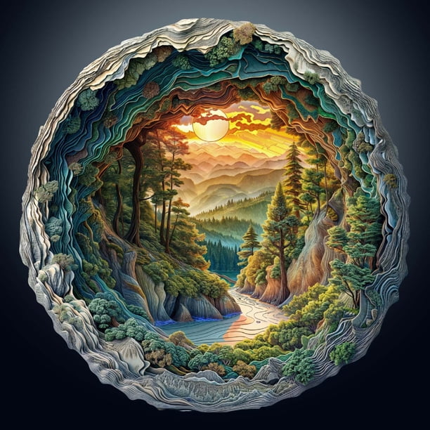 Puzzle de madera Jigfoxy 3D Visual Forest para adultos, 505 piezas