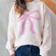 thumbnail image 4 of Ailaofu Womens Fall Winter Casual Sweater Cute Bow Crewneck Long Sleeve Baggy Knit Sweatshirt Top Trendy Aesthetic Clothes, 4 of 6