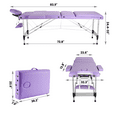 thumbnail image 2 of Naipo 3-Section Massage Table 73''Long 84'' Height Adjustable Folding with Aluminum Legs Carrying Bag for Salon Lash Treatments, Maximum Weight 661 lbs, Purple, 2 of 10