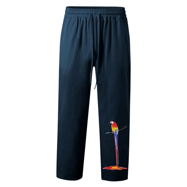 Zszcpp Work Pants Men Spring Autumn Athletic Recreation Sports Parrot Printed Breathable Lounge Trousers Casual Trouser