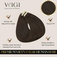 thumbnail image 4 of WIGI Tape in Hair Extensions Real Human Hair 50g/Pack 20pcs Straight Seamless Skin Weft Tape Hair Extensions from VIETNAM (20 inch, 4 Dark Brown), 4 of 8