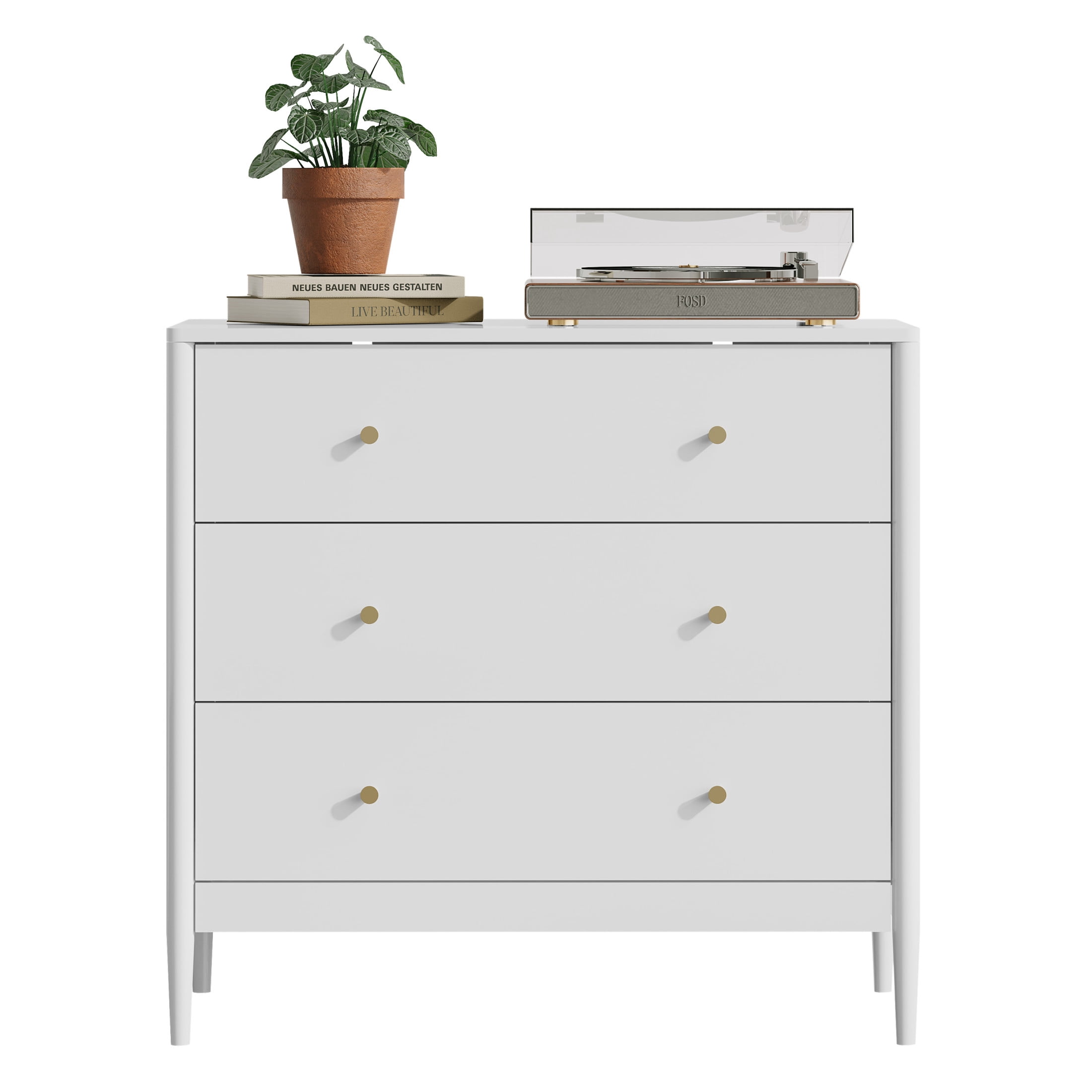 Noble House Prix Modern 3-Drawer Dresser Chest, Wooden Storage Cabinet, Organizer for Bedroom or Small Space, White