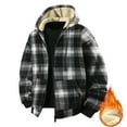 thumbnail image 5 of XIAOCHA Plaid Full-Zip Hoodie For Men Jacket Sherpa-Lined Hooded Coat Winter Warm Cozy Outerwear With Pocket, 5 of 6