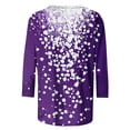 thumbnail image 5 of Zwiiyzr Women's T-Shirt 3/4 Short Sleeve Loose Elastic Printing Blouse N-Purple (XL), 5 of 6
