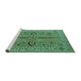 thumbnail image 2 of Ahgly Company Machine Washable Indoor Square Oriental Turquoise Blue Traditional Area Rugs, 3' Square, 2 of 4