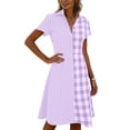 thumbnail image 5 of Karymi Womens Summer Dresses Collared Casual Mid-Length Plaid Print A-Line Leisure Loose Comfy Dress Figure Friendly Patchwork Dresses Summer Comfy Women Dresses 2026, 5 of 6