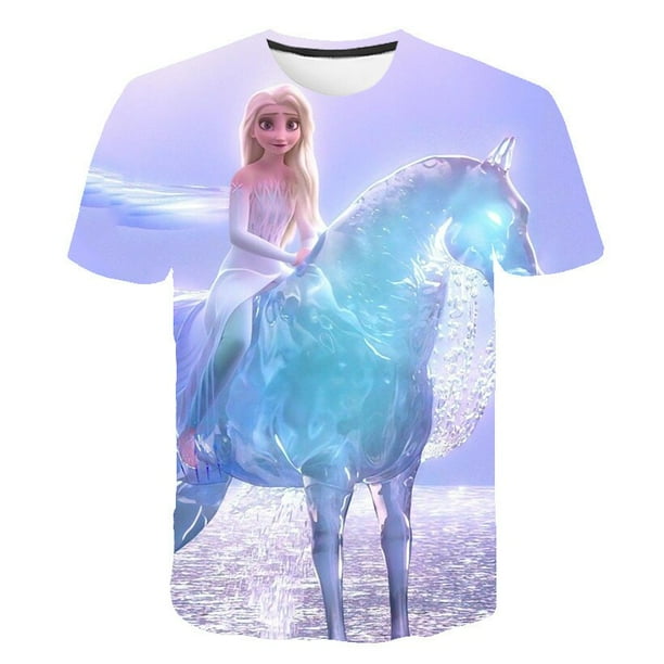Camisetas de Frozen 2 para niñas, camisetas de dibujos animados para niñas, camisetas, ropa para niños, ropa para niños, camisetas gráficas de Elsa Anna, disfraces 13T Gao Jinjia LED