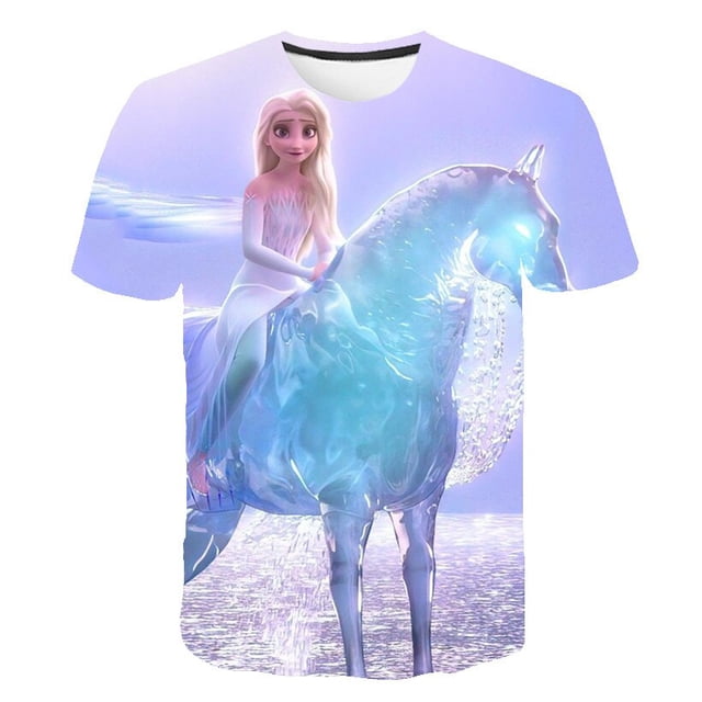 Regalos de cumpleaños para niña, camisetas de Frozen de dibujos animados para niñas, camisetas gráficas para niños, ropa estampada de verano, camisetas casuales de manga corta Tees12M Gao Jinjia LED
