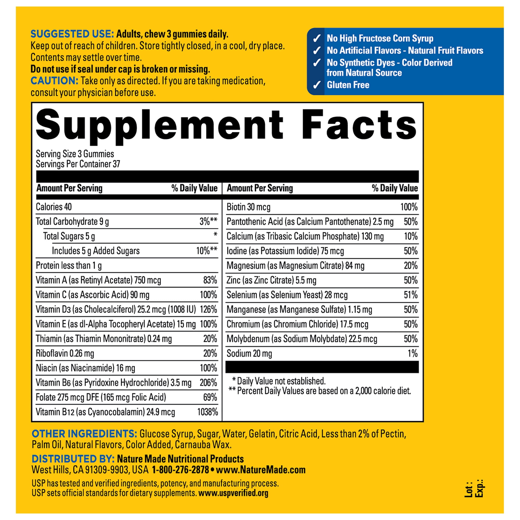 (3 pack) Nature Made Advanced Multivitamin Gummies 50+ for Men, Multivitamin for Men, 111 Count