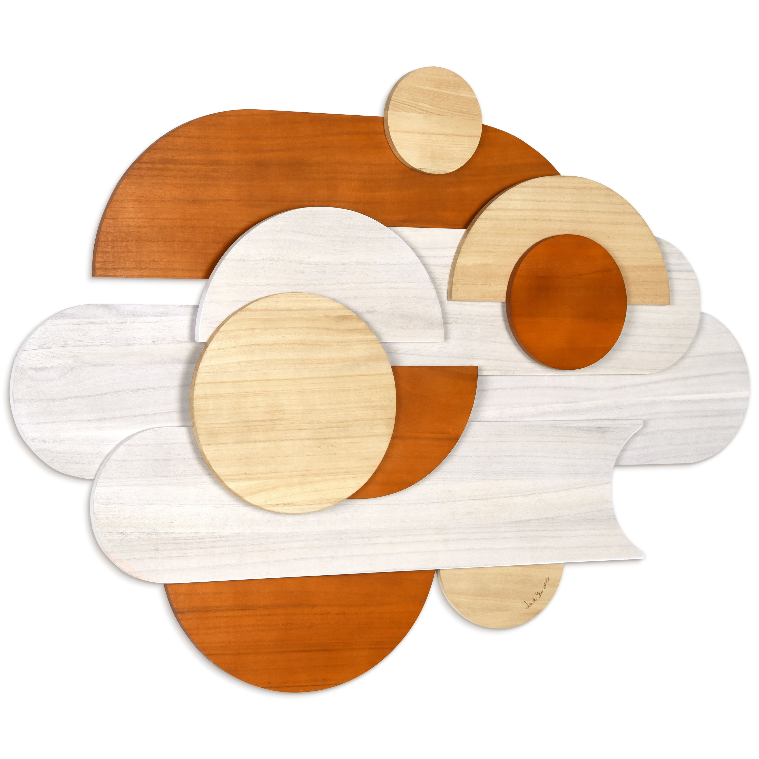 "Cinnamon Dreamscape I" Hand Made Dimensional Solid Paulownia Wood Abstracts Wall Art