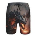 thumbnail image 3 of Fuzoiu Fiery Black Dragon Attack Print Men's Beach Shorts,Men's Swim Trunks,Quick Dry Board Shorts with Pockets,Men's Bathing Suits for Surfing, Running, and Casual Wear-Small, 3 of 6