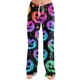 thumbnail image 2 of Halloween Pajamas for Women Casual Lounge Pajama Pants Funny Pumpkin Drawstring Elastic Waist Fashion Sleep Bottoms Multicolor S, 2 of 6