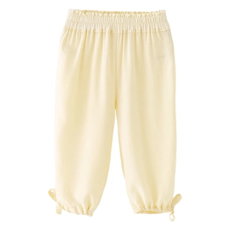 HAYIMI Children Lightweight Kids Long Pants Boys Girls Calf Length Home Sun Loose Fit Casual Solid Color Trousers Cozy Slacks